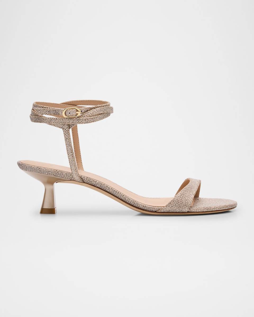 Nudist Metallic Ankle-Wrap Sandals